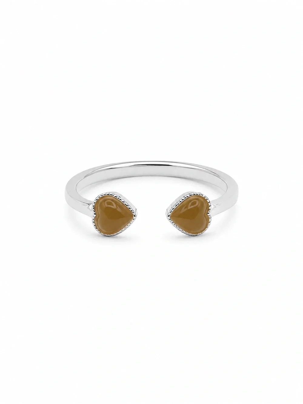 Golden Jade Double Heart Ring (S925) R110